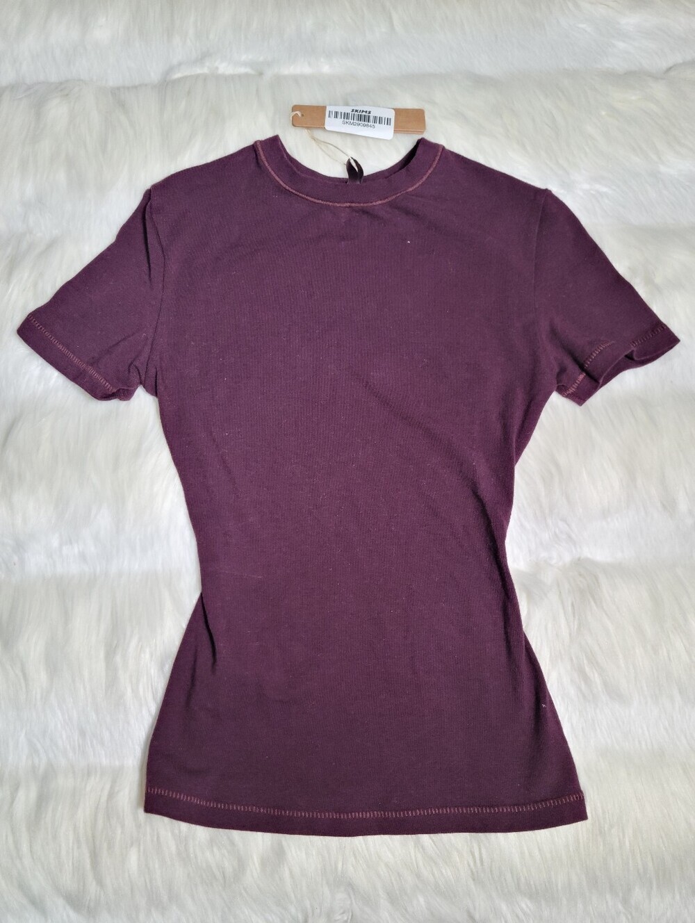 SKIMS Cotton Jersey T-shirt Off Purple Currant Women XXS NEW